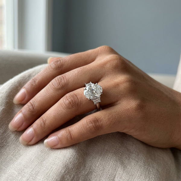 Hand model shot of the white gold engagement ring