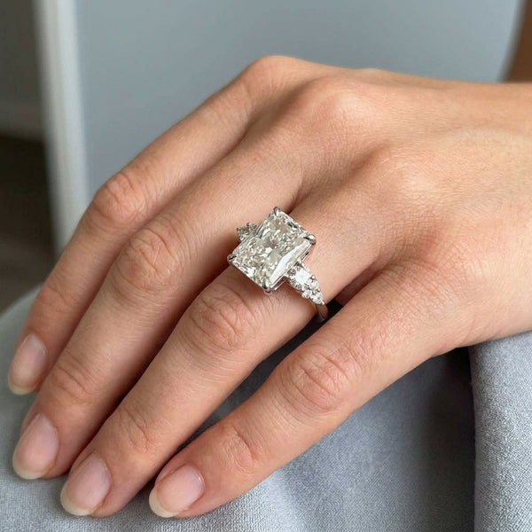 Hand model shot of the white gold engagement ring