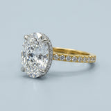 Two-Tone Oval Side-Edge Halo Diamond Ring