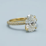Oval Three-Row Pavé Engagement Ring Setting