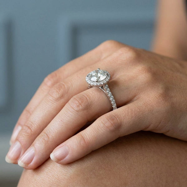 Hand model shot of the white gold engagement ring