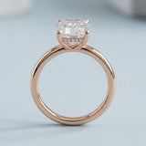 Emerald Diamond-Prong Hidden-Halo Ring Setting