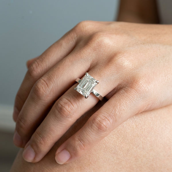 Hand model shot of the white gold engagement ring