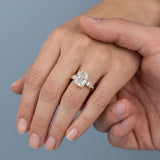 Radiant and Round Three-Stone Engagement Ring Setting