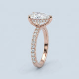 Pear Hidden-Halo Side-Diamond Ring Setting. 3-prong