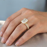 Radiant Three-Row Pavé Engagement Ring Setting