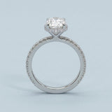 Two-Tone Oval Side-Edge Halo Diamond Ring