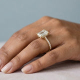 Emerald Hidden-Halo French Pavé Ring Setting