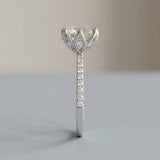 Round Petal Pavé Lab-Grown Diamond Ring — 2.00 ct Centre Minimum