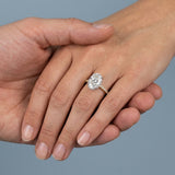 Two-Tone Oval Side-Edge Halo Diamond Ring