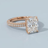 Radiant Three-Row Pavé Engagement Ring Setting