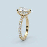 Pear Hidden-Halo Side-Diamond Ring Setting. 3-prong