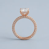 Radiant Three-Row Pavé Engagement Ring Setting