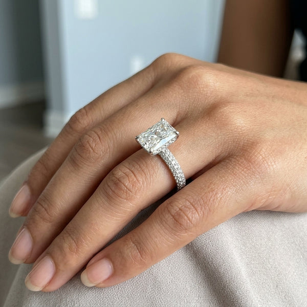 Hand model shot of the white gold engagement ring