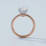 Two-Tone Oval Side-Edge Halo Ring Setting