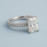 Radiant Three-Row Pavé Engagement Ring Setting