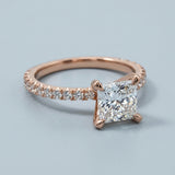 Princess Four-Prong Pavé Engagement Ring Setting