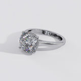 Cathedral Hidden Halo Round Cut Diamond Ring