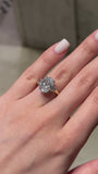 Two-Tone Oval Cut Diamond Three Stone Engagement Ring