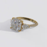 Cushion Three Stone Diamond Three Row Pavé