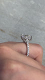 Oval Cut Diamond Ring with Pave Band and Hidden Halo