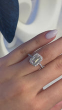 2.58 ct tw Emerald-Cut Lab-Grown Diamond Halo Engagement Ring