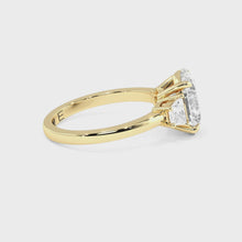 Two-Tone Oval Cut Diamond Three Stone Engagement Ring