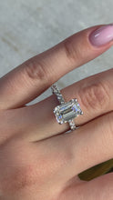 Emerald Cut Diamond Pave Band Engagement Ring