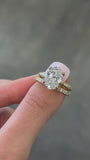 Oval Brilliant Cut Diamond Halo Three Row Pavé