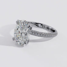 Oval Brilliant Cut Diamond Halo Three Row Pavé