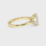 Timeless Elegance: Oval Cut Diamond Ring with Half Moon Side Stones