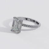 Emerald Cut Diamond Hidden Halo French Cut Pavé sides