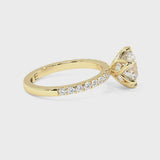 Round Cut Diamond Engagement Ring with Unique Petal Setting