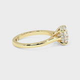 Cathedral Hidden Halo Round Cut Diamond Ring