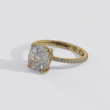 Cushion Brilliant Cut Diamond Hidden Halo French Cut Pavé sides
