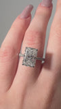 Radiant Cut Diamond French Cut Pave Engagement Ring, Wrap Around Hidden Halo