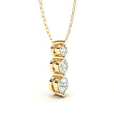 Three in a Row Round Brilliant Lab Grown Diamonds Pendant Halo 1.00 carat.