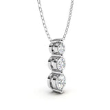 Three in a Row Round Brilliant Lab Grown Diamonds Pendant Halo 1.00 carat.