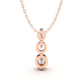 Three in a Row Round Brilliant Lab Grown Diamonds Pendant Halo 0.75 carat.