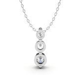 Three in a Row Round Brilliant Lab Grown Diamonds Pendant Halo 1.00 carat.