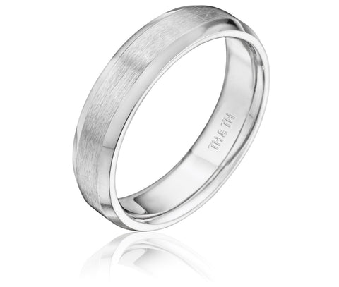 Beveled comfortable fit wedding band