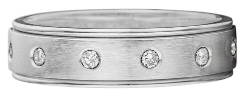 Brushed center and round diamond band