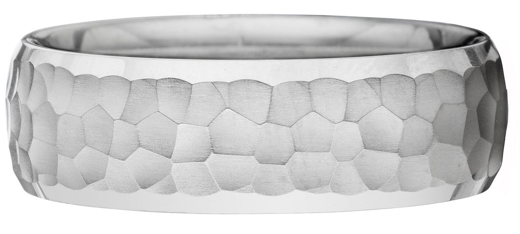 Matte hammered finish with bright polished sides band