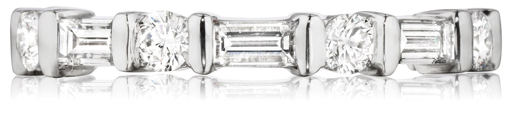 Classic round and baguette diamond band
