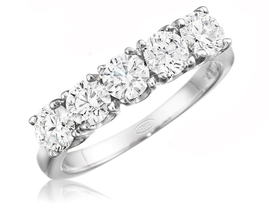 Classic five round diamond wedding ring