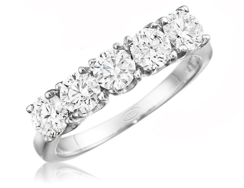Classic five round diamond wedding ring