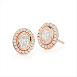 Afternoonified Oval Bezel Halo Diamond Studs