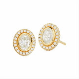 Afternoonified Oval Bezel Halo Diamond Studs