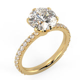 Six Prong Solitaire Ring French Cut Pavè