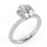 Six Prong Solitaire Ring French Cut Pavè
